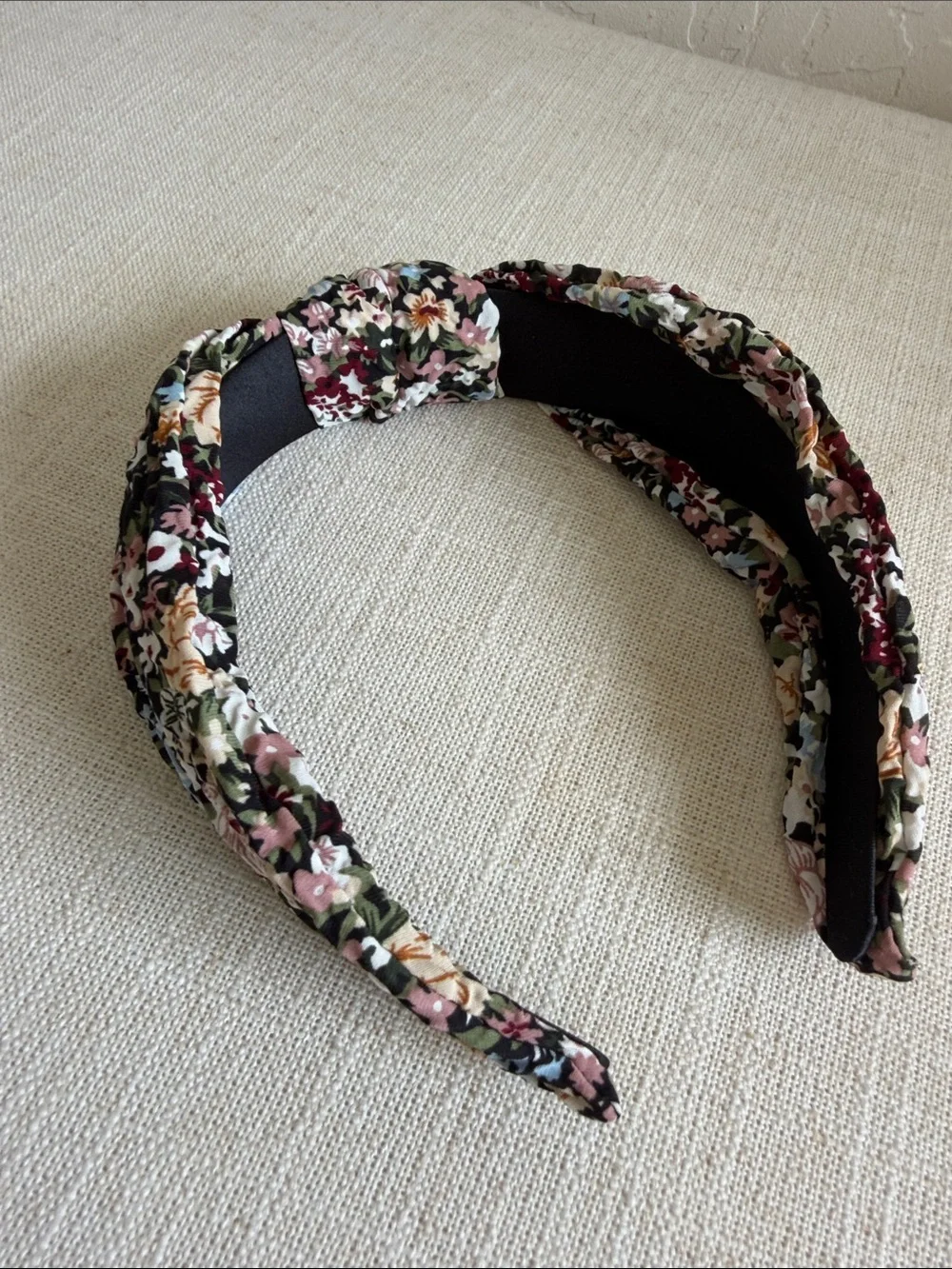 Anthropologie Black Multi Floral Knotted Headband